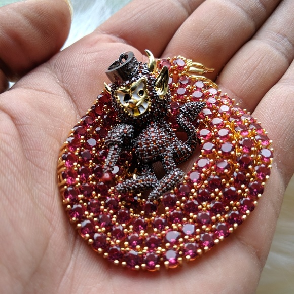 🖤 18" x 4m Tennis Chain + Devil Shape Pendant - Picture 4 of 8